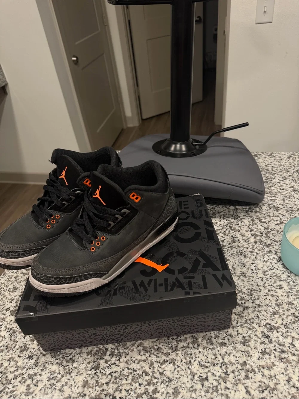 Jordan Retro Sneakers in Black and Orange Accents